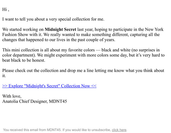 Our small Midnight Secret. Personal comment on the new collection from our main designer