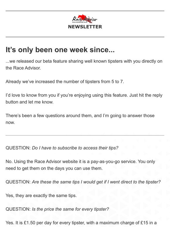 Race Advisor: You have questions… these are the answers! | Milled