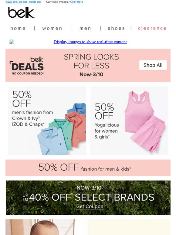 Belk: 50% off his faves 👔👕 Chaps, IZOD, Crown & Ivy® & more