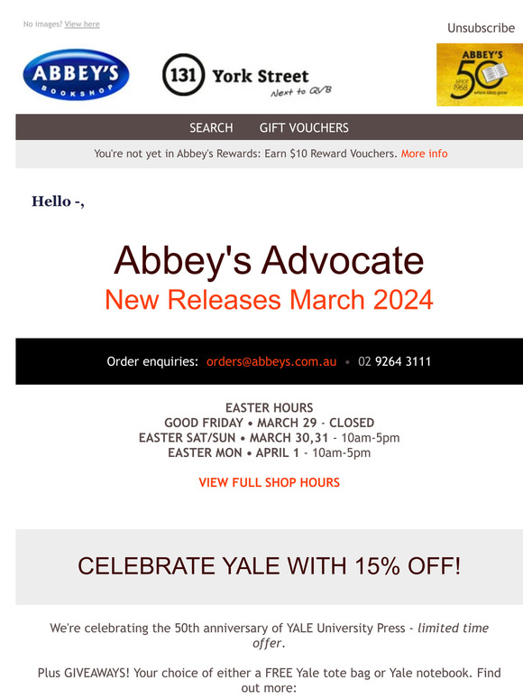 New Release Books • MAR 2024 • Save 15% on YALE University Press!