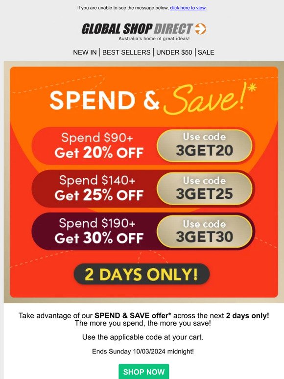 Spend & Save - Get Up to 30% OFF