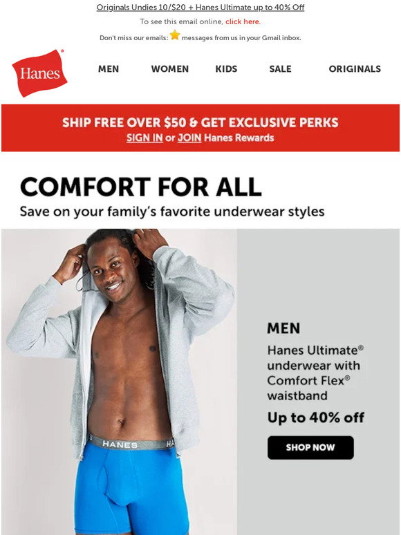 Hanes Email Newsletters: Shop Sales, Discounts, and Coupon Codes