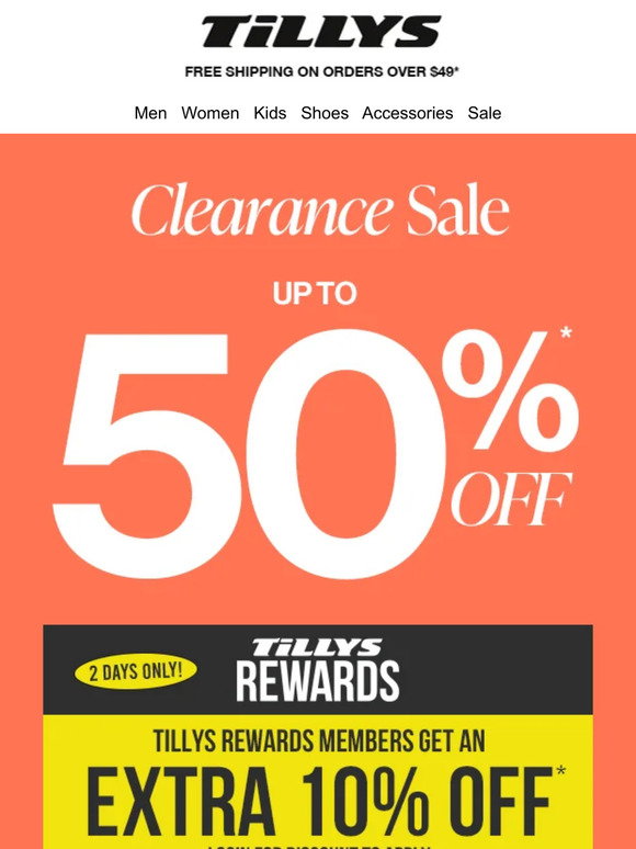 Tillys - TODAY ONLY! Women's clearance: buy one, get one free