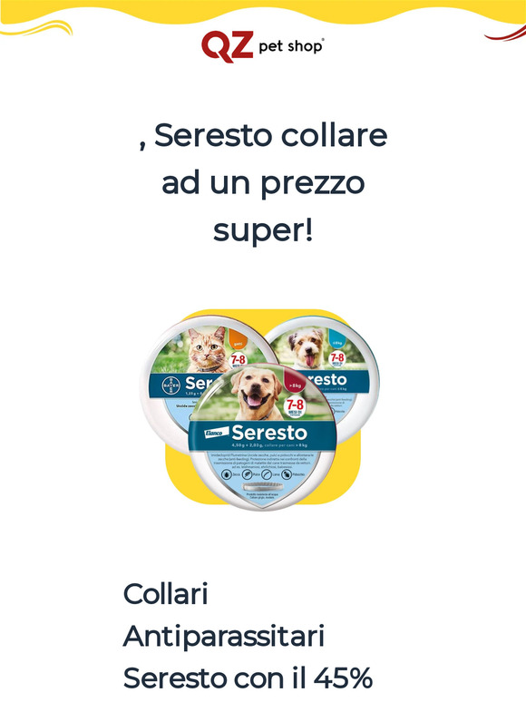 Offerta speciale: Seresto antiparassitario per cani e gatti - Approfitta ora!