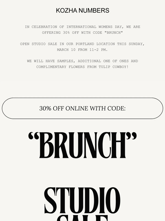 BRUNCH :  International Womens Day Sale