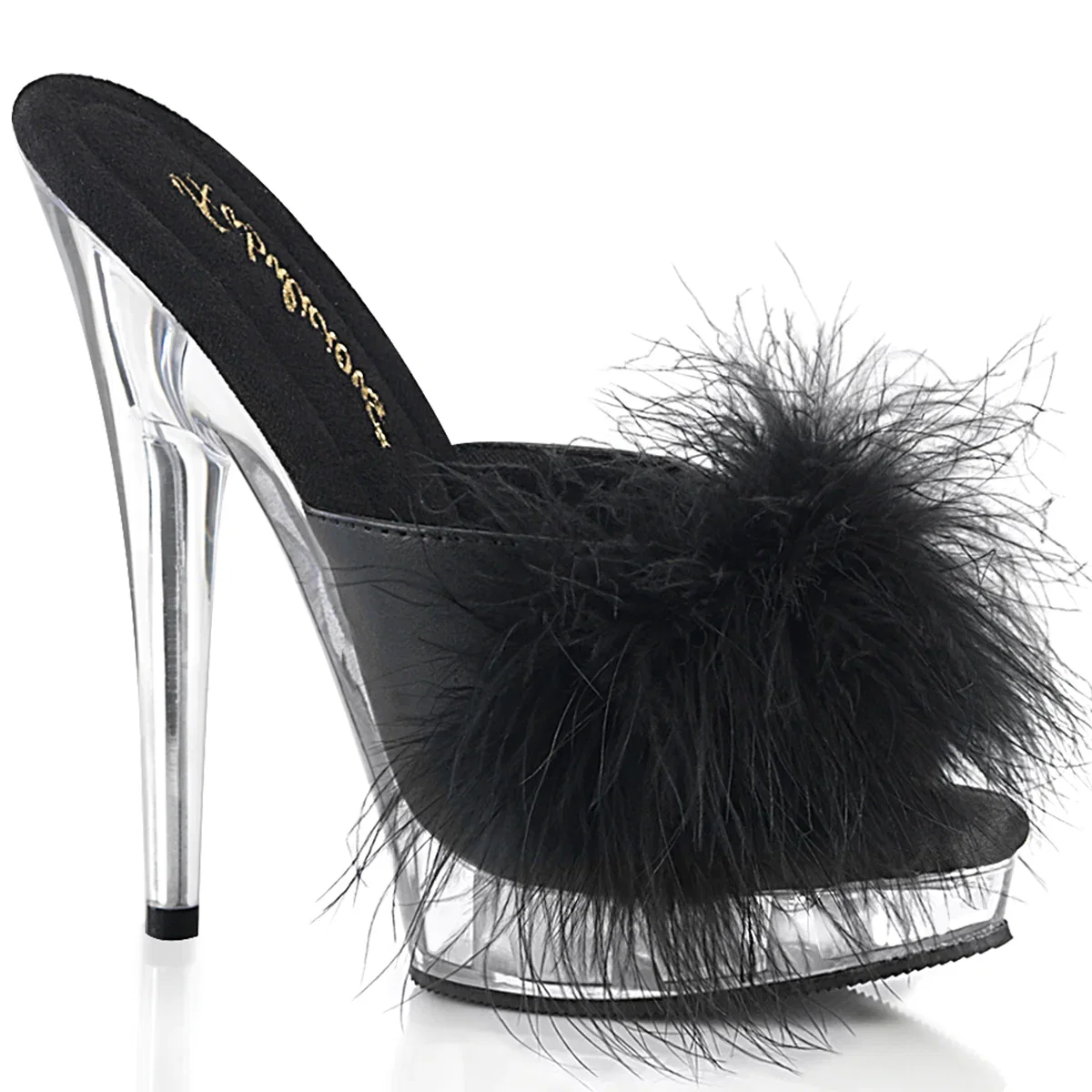 Image of SULTRY-601F Black & Clear Slide High Heel