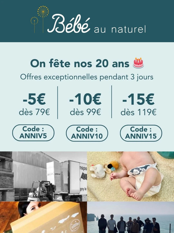 Jusqu'à -15€ sur votre commande 🎉