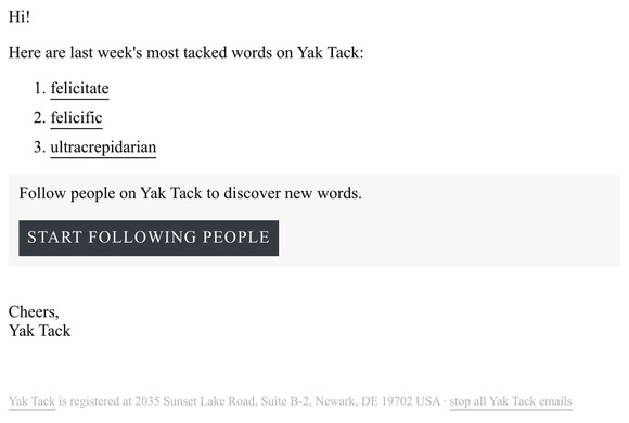 Last Week's Most Tacked Words