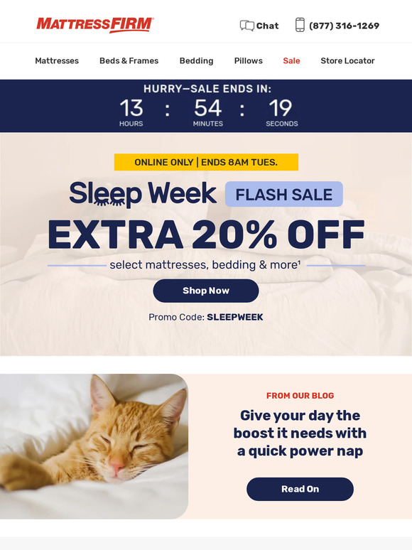 Mattress Firm Don't snooze on Sleep Week! Flash sale ends 8AM Milled
