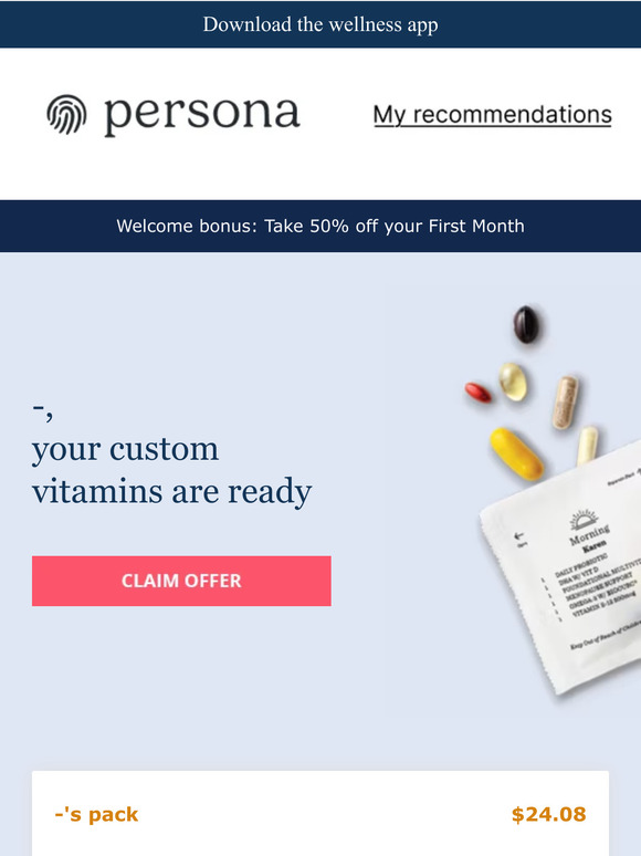 —, 50% off NOW on your vitamin recommendations!