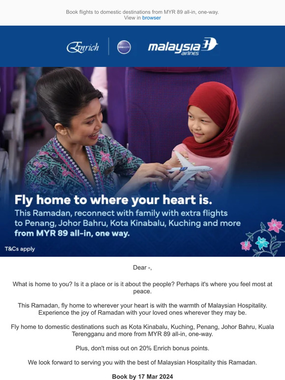 Malaysia Airlines Journey home to where your heart is this Ramadan