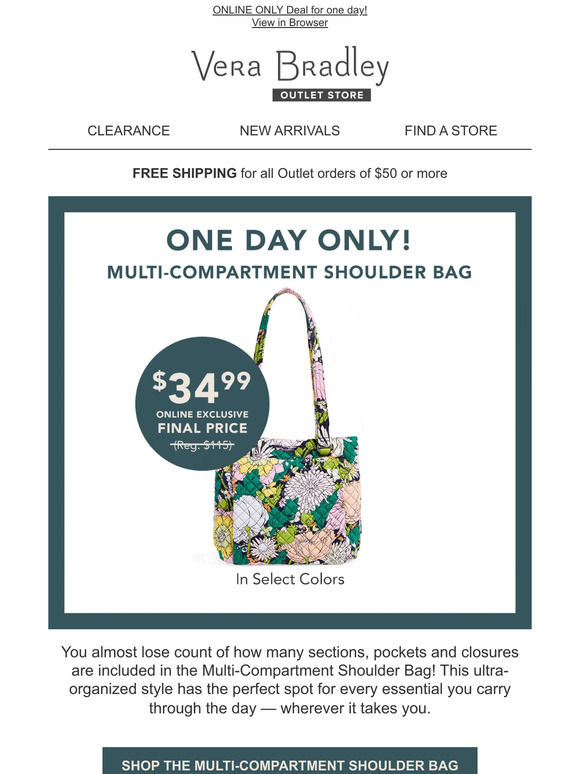 Vera Bradley OneDay Deal Shoulder Bag Milled