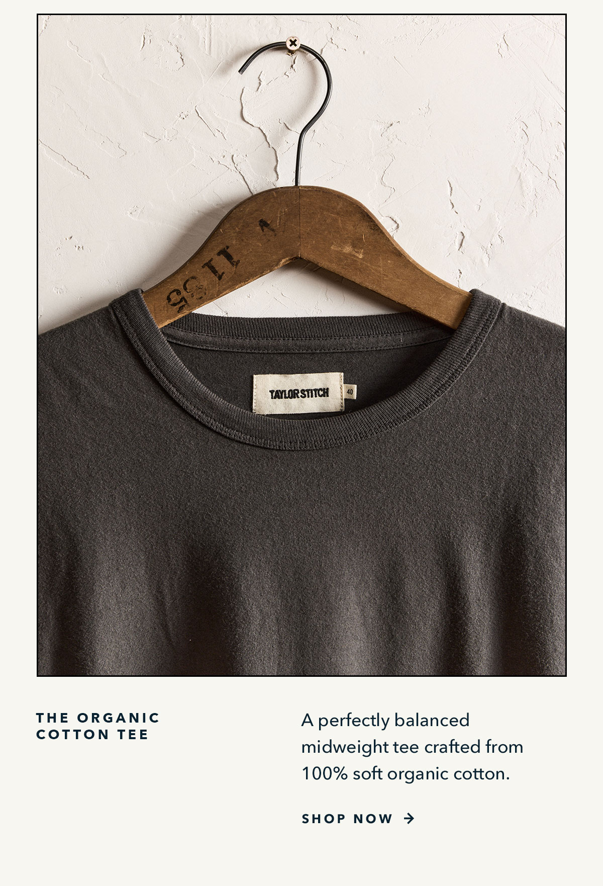 The Organic Cotton Tee: A perfectly balanced midnight tee crafted from 100% soft organic cotton. Shop Now.