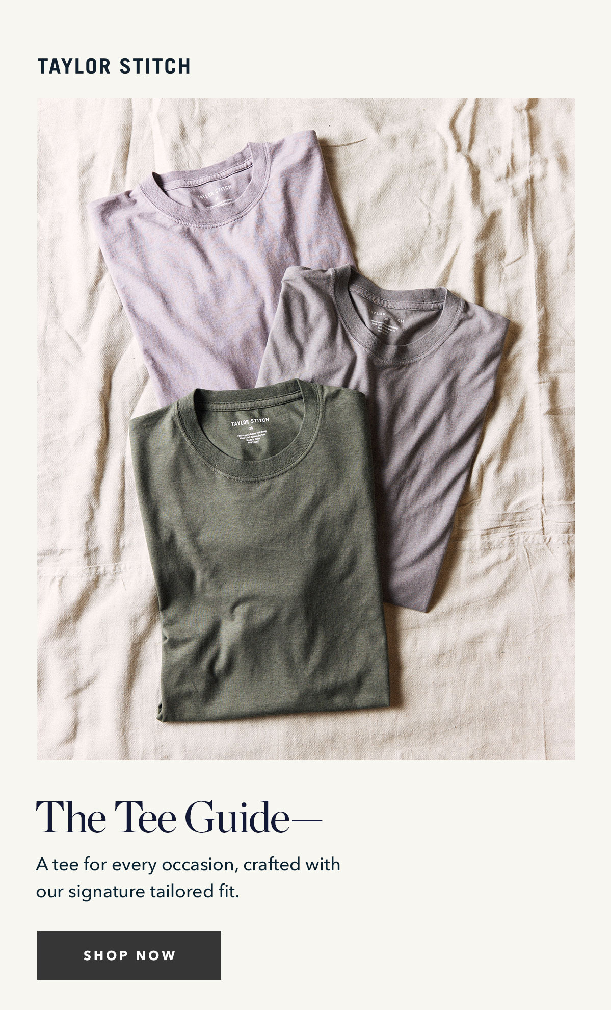 Taylor Stitch: The Tee Guide--A tee for every occasion, crafted with our signature tailored fit. Shop Now.