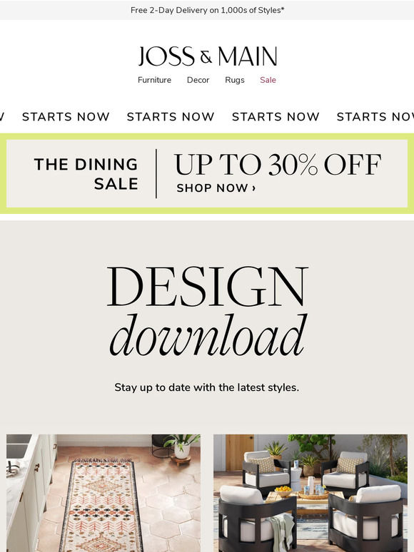Joss & Main Email Newsletters Shop Sales, Discounts, and Coupon Codes