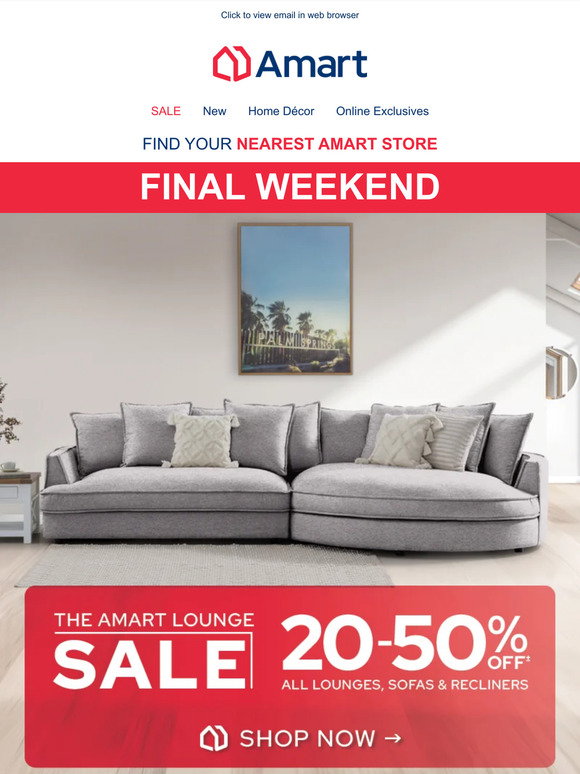 Amart: Final Weekend | Amart Lounge Sale | Milled