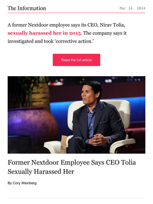 Tolia The Information: Exclusive: Former Nextdoor Employee Says CEO Tolia ...