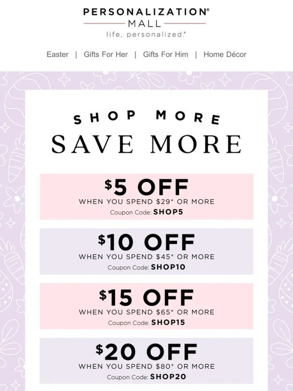 Personalization Mall: Shop More Save More | Redeem Your $20 Off Coupon ...
