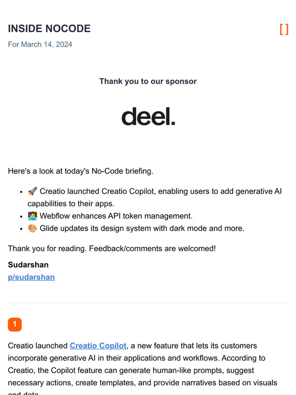 Inside: Creatio launches AI copilot feature / Webflow improves API ...