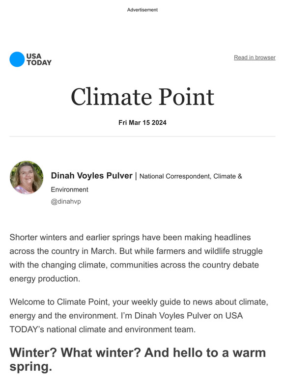 USA TODAY: Climate Point: What winter? And hello to a warm spring. | Milled