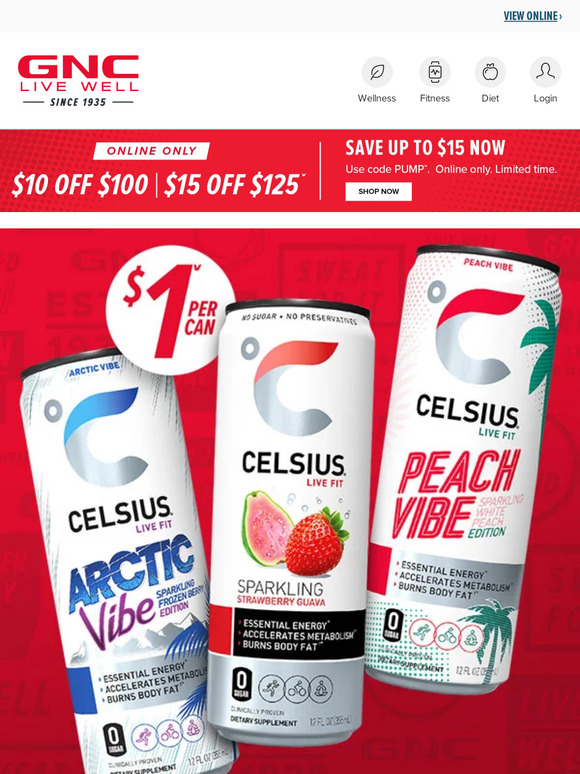 GNC Keep your energy levels up with these 1 Celsius drinks (no limit