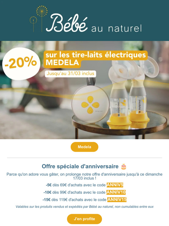 -20% sur les tire-lait Medela 👩‍🍼