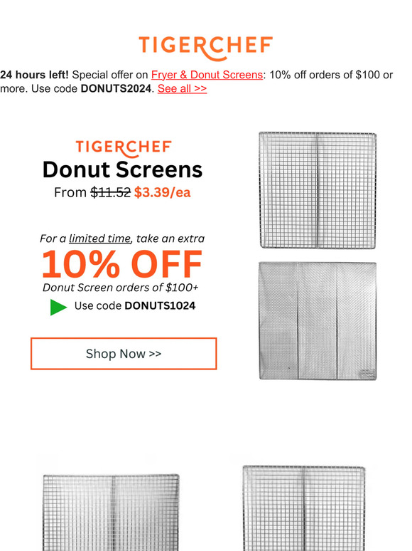 Tiger Chef: Save BIG on Fryer & Donut Screens | Milled