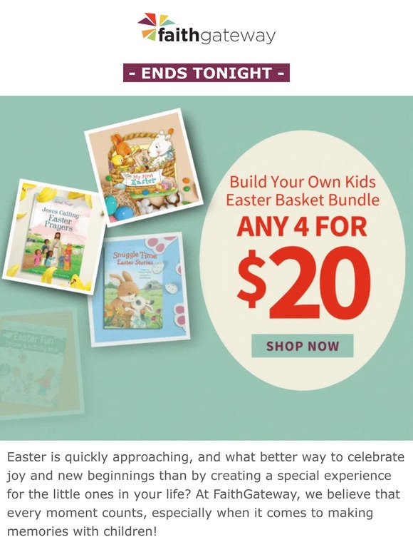ends tonight! get 4 kids Easter books for only $20 📚