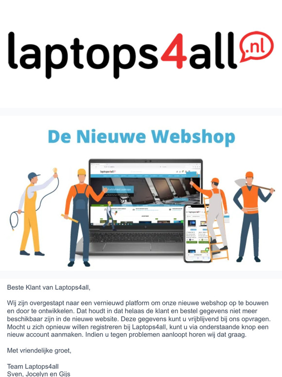 Laptops4all heeft een nieuwe webshop!