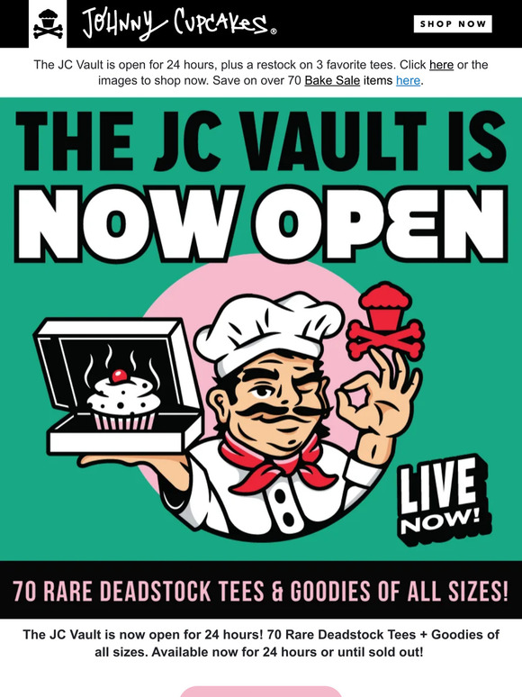 Johnny Cupcakes, Inc. The JC vault is live 🎉 70 rare tees & goodies