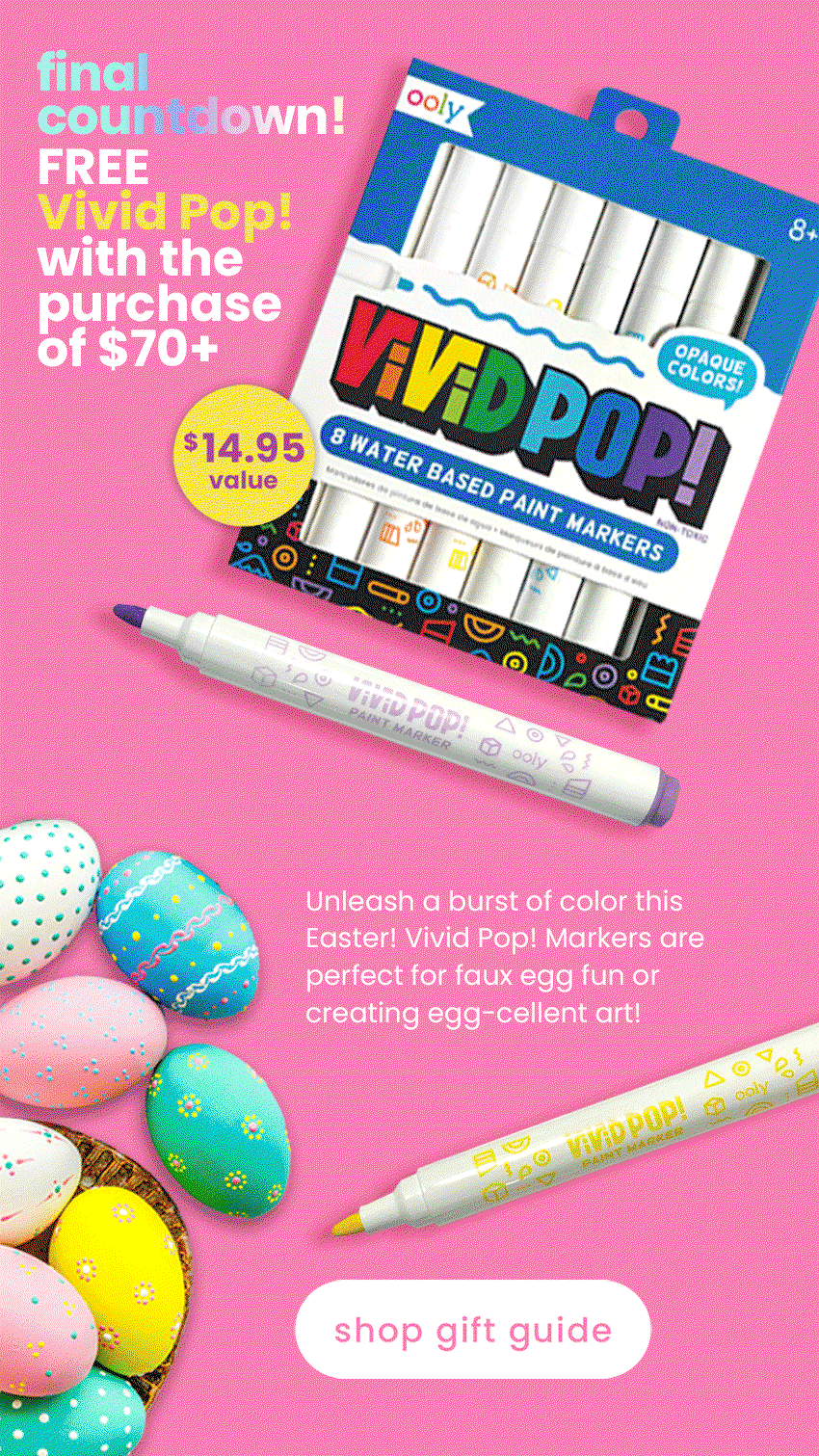 Image of Vivid Pop! Markers and Easter eggs.