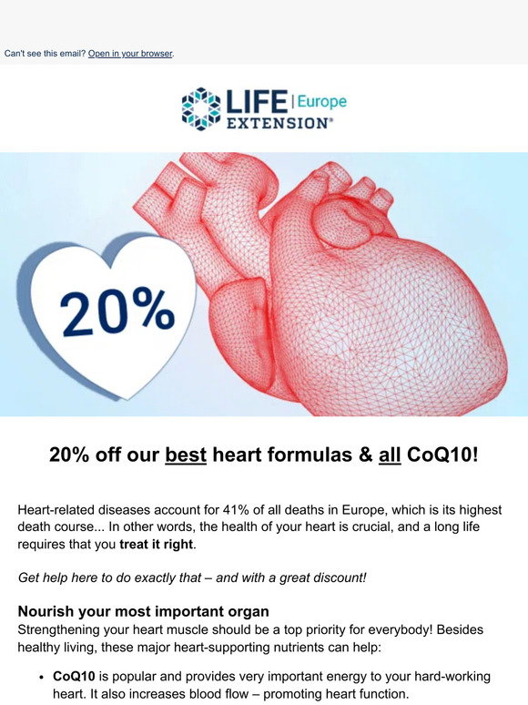 Life Extension: 💥20% off CoQ10 & bestselling heart formulas! | Milled