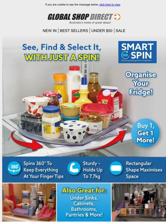 New In: Smart Spin - Rotating Refrigerator Organiser