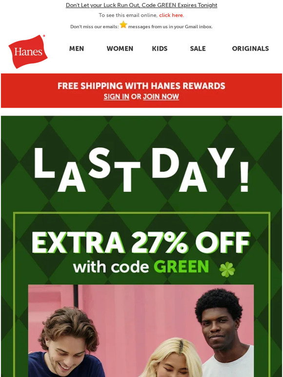Hanes Email Newsletters: Shop Sales, Discounts, and Coupon Codes