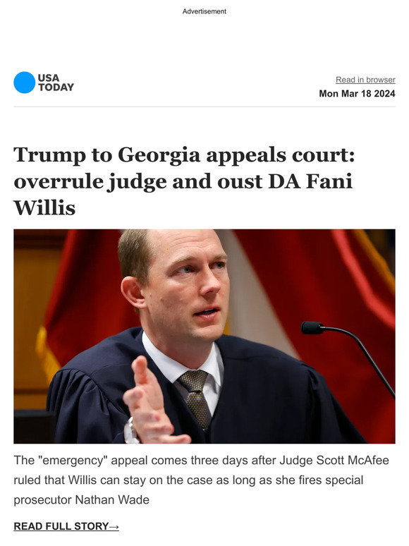 USA TODAY: Breaking: Trump seeks ouster of DA Fani Willis from Georgia ...