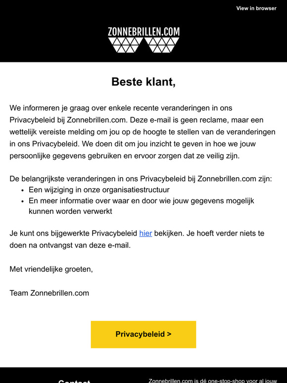 Belangrijk bericht over ons privacybeleid!
