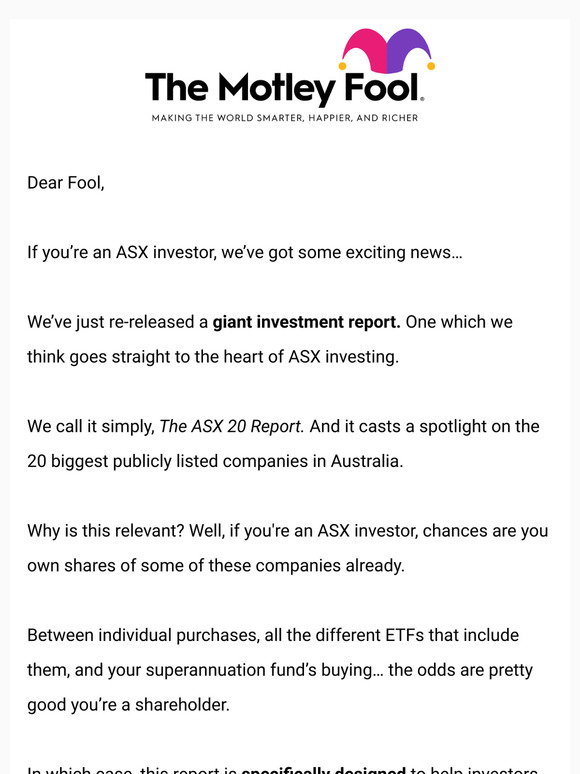 The Motley Fool Our updated ASX 20 Report! Milled