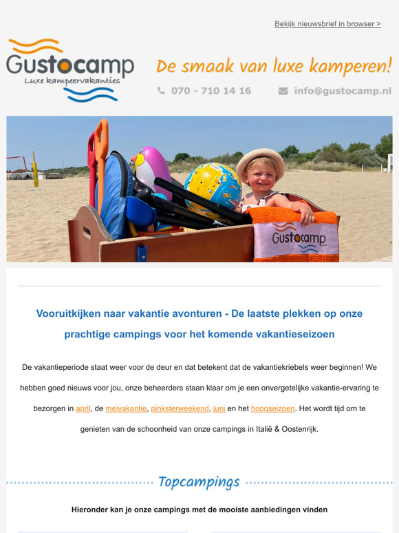 Mis het niet! Laatste plekken voor het vakantieseizoen!