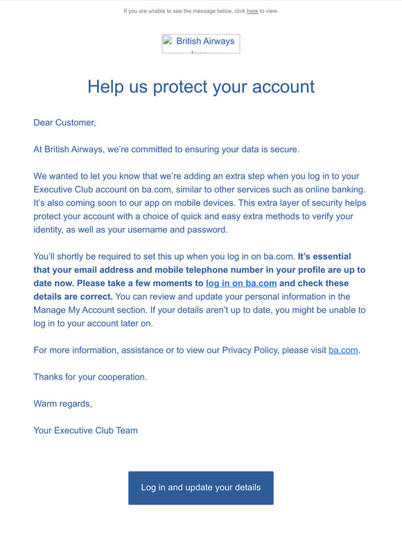 Important update to your Executive Club account login