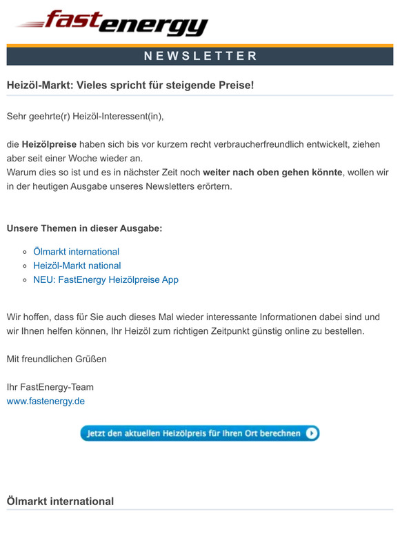 Heizöl-Markt: Vieles spricht für steigende Preise!
