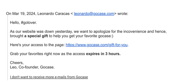 Our apologies and a gift