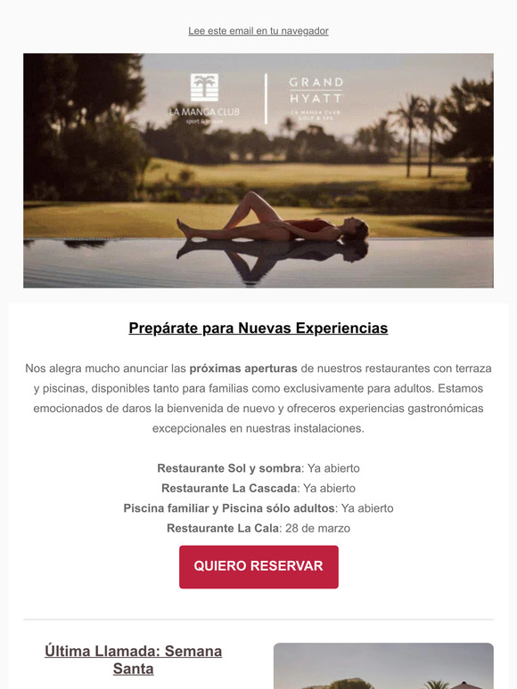 Última llamada Semana Santa en Grand Hyatt La Manga Club Golf & Spa 🤩