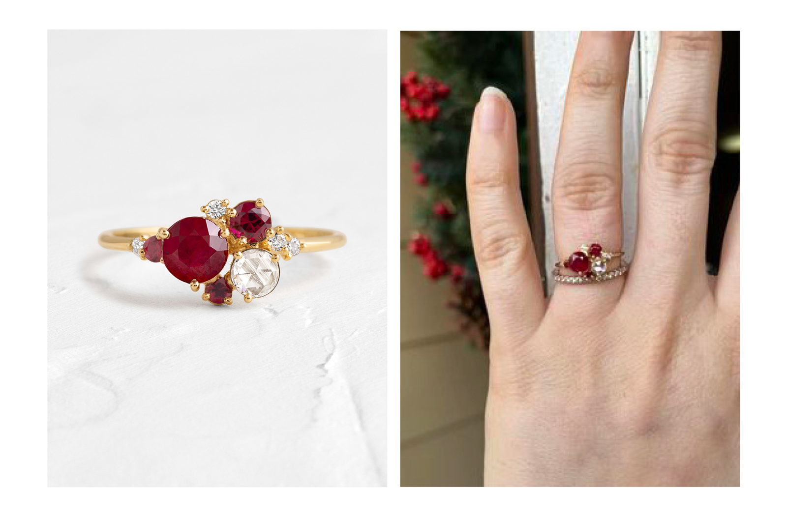 "Leo" signet ring shown on customer Jordan M.'s hand as well as on a textured white background.