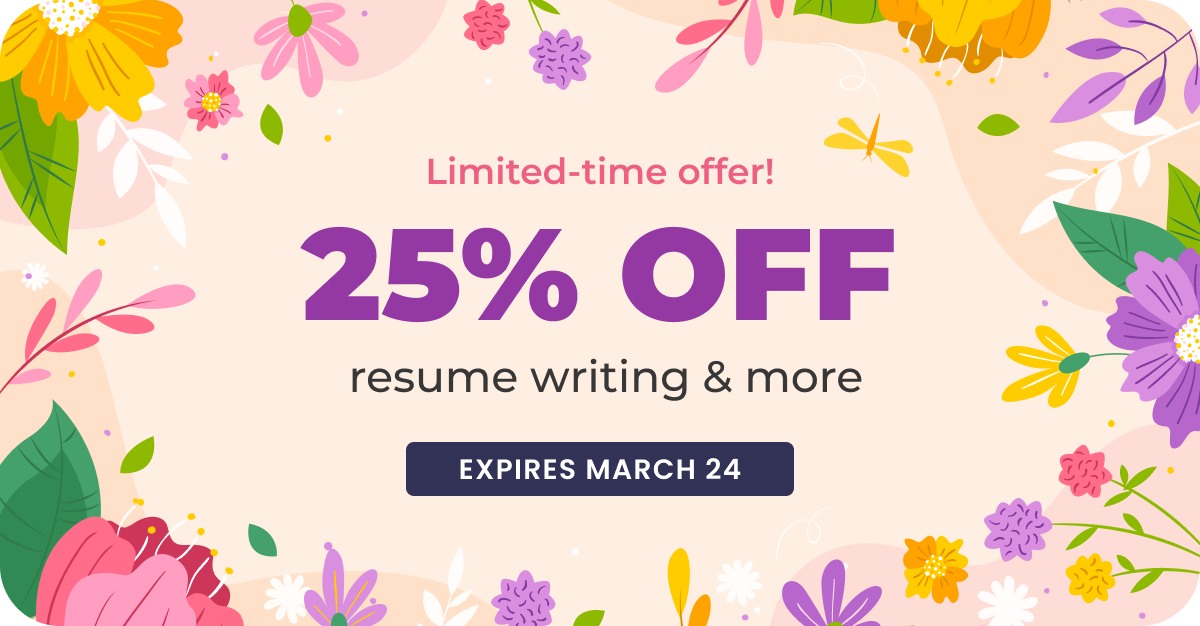 25% OFF resume writing & more