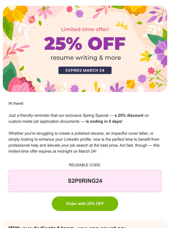 Last chance to save 25% OFF resume writing & more!