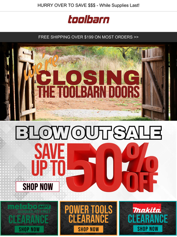 💥The Toolbarn Doors are Closing - SAVE up to 50% Off NOW, Limited Supply! 💥
