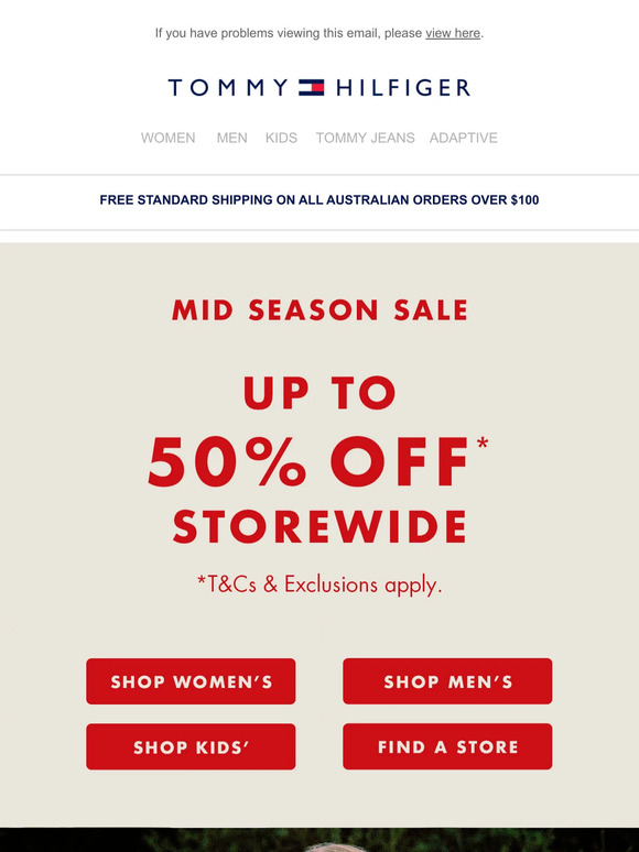 Tommy Hilfiger Mid Season Sale Up to 50 off STOREWIDE now on