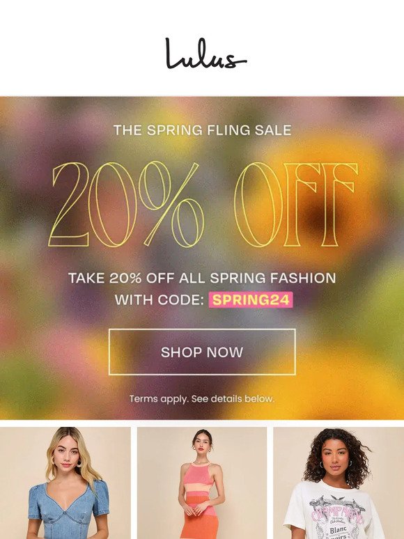 🌷 Spring Fling Sale Alert! 20% Off Spring Fashion 🌻