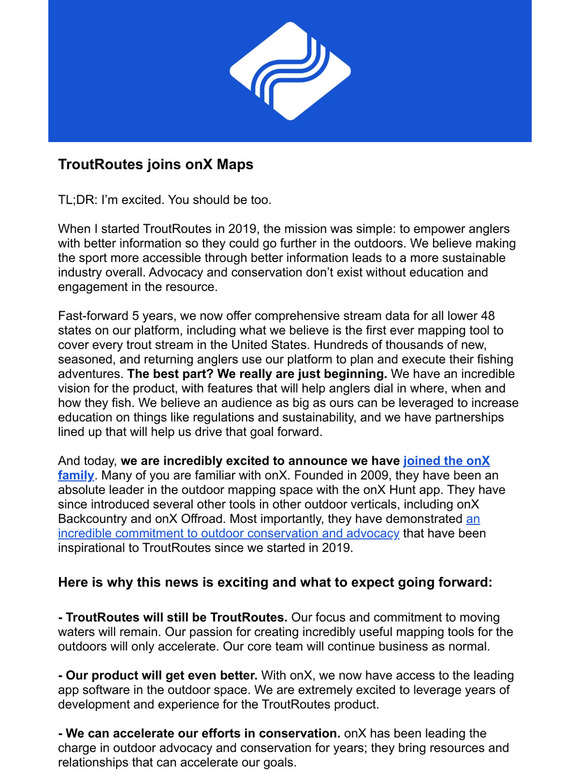 TroutRoutes joins onX Maps