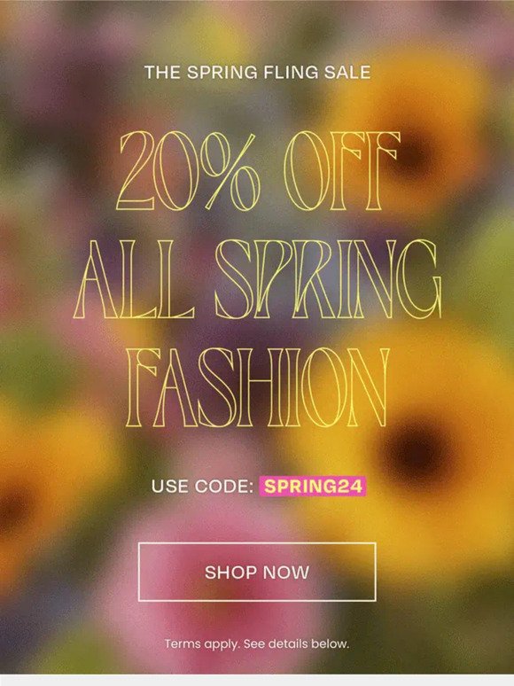 20% Off Trendy Spring Fashion!